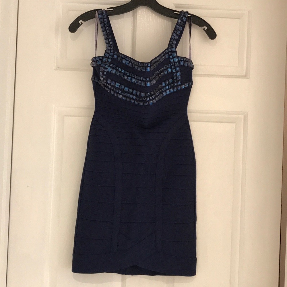 Beautiful Herve Leger bandage dress with beads.